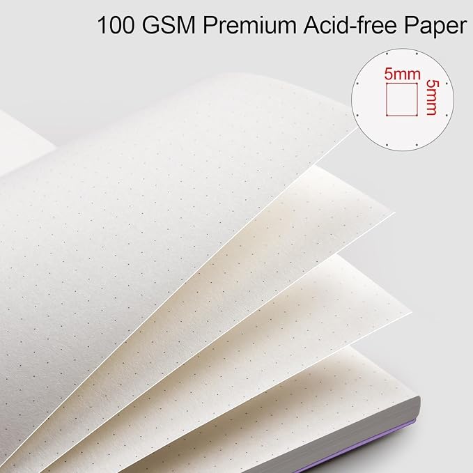 AHGXG Dotted Journal - Dot Grid Spiral Notebook 8.5" x 11", A4 Large Dotted Notebook, 100 GSM Thick Paper, Waterproof Plastic Cover Journals for Journaling, Sketching, Purple