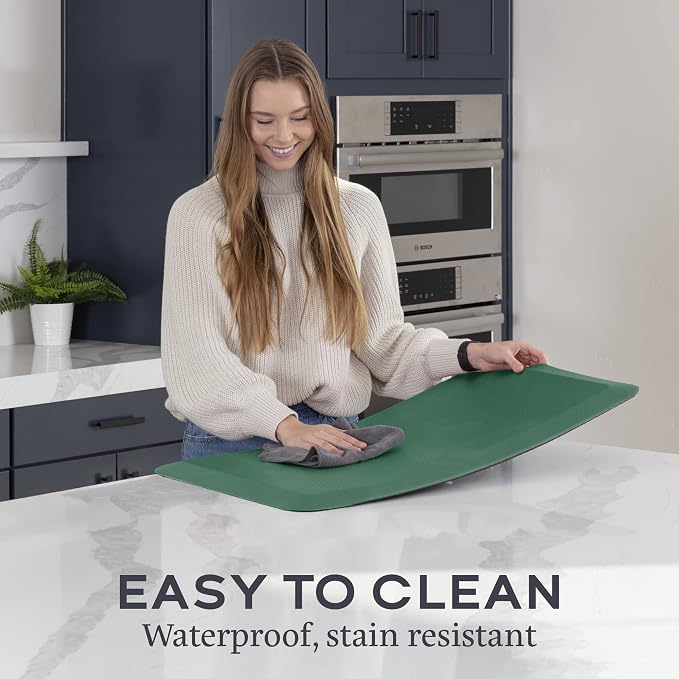 Zulay Home Large 20 x 32 Inch Anti Fatigue Floor Mat - 3/4 Inch Thick Cushioned Kitchen Mats for Standing - Comfortable Padded Floor Mats for Standing Work Desk - Memory Foam Kitchen Mat - Green