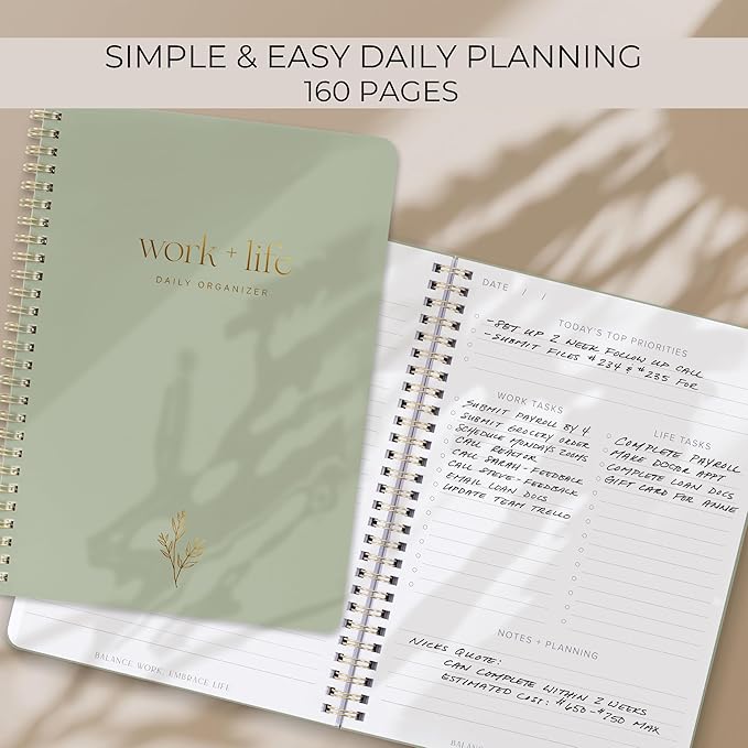 Beautiful Daily Planner and To Do List Notebook For Work And Life - The Perfect Undated Planner to Easily Organize Tasks and Appointments - Stylish Office and School Supplies for Women