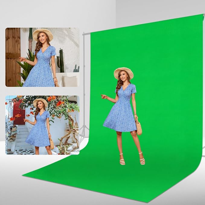 Green Screen Backdrop, 10x20ft (WxH) Photography Chromakey Greenscreen Background Sheet, Polyester Collapsible Green Backdrop Curtain for Streaming, Meeting, Photo Studio, Video Recording