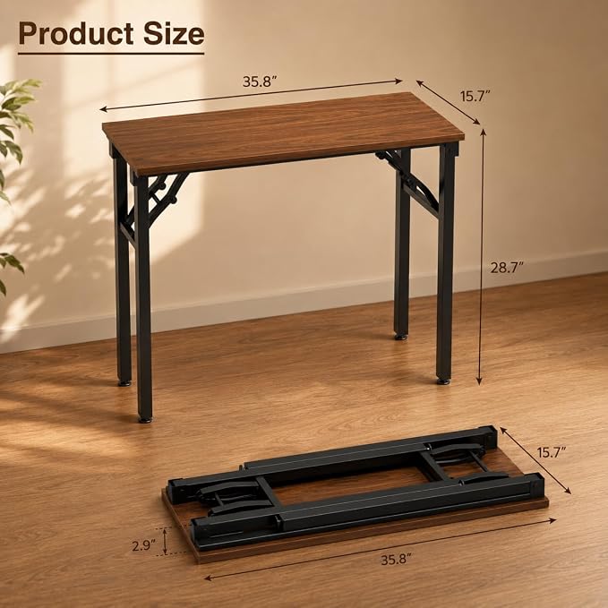 Folding Desk Foldable Desk - Folding Table for Small Spaces, Portable Compact Laptop Workstation for Computer Tasks, Study, Craft, Sewing, Home Office, Bedroom, Dorm and Narrow Space Storage