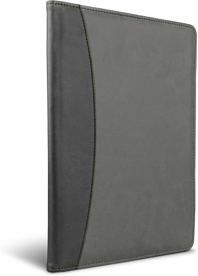 Samsill Two-Tone Padfolio, Resume Portfolio, Business Portfolio, with 8.5 x 11 Writing Pad, Gray & Black