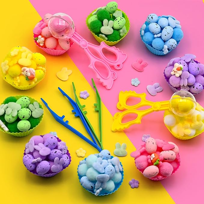 269 Pcs Easter Sensory Bin Filler Bunny Egg Flower Counting Sorting Sensory Bin Items Fine Motor Easter Counts for Spring Counting Decor