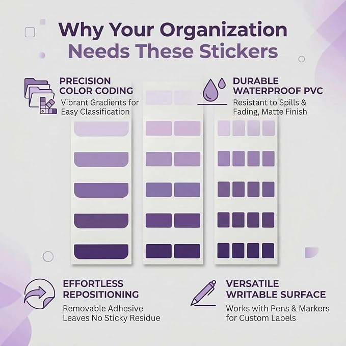 420Pcs Gradient Index Tabs, Translucent Sticky Note Tabs for Annotating Books & Bible, Aesthetic Reading, Study, Journaling & Office Supplies, 3 Size Clear Page Markers Stickers (Purple)