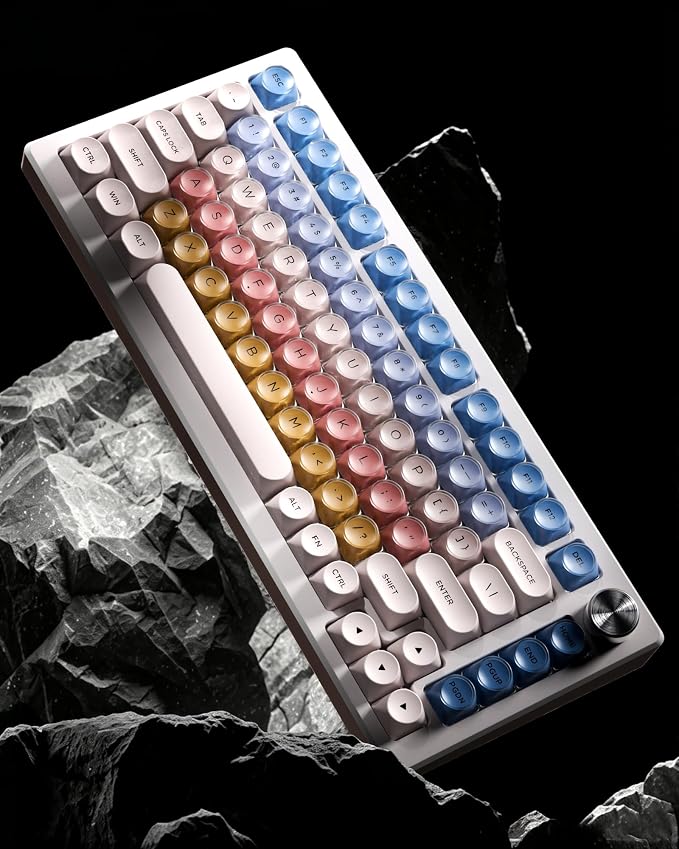 PBT Keycaps, Matte Rainbow Jelly Keycaps for MX Switches Mechanical Keyboard, MOA Profile, 129 Keys Macaron Cute Custom Key caps, Compatible with 60%, 65%, 75%, TKL, 96%, Full-Sized Layout