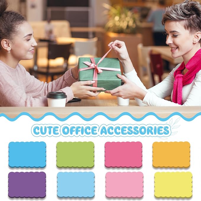 Eaasty 8 Pack Scalloped Sticky Notes Cute Adhesive Memo Pads Rainbow Colors Aesthetic Unlined Self Stick Note Pads 3" x 5" Pretty Wavy Sticky Notes Bulk 240 Sheets for School Office Supplies