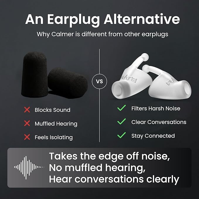 Flare Audio Calmer | Noise Reducing Ear Plugs Alternative | Silicone Reusable Ear Plugs for Noise Sensitivity, Focus and Travel | Ear Plugs for Noise Reduction (Standard, Light)