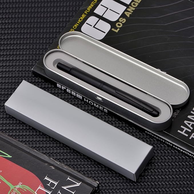 Jinhao 10 Press Fountain Pen with Box, Matte Black Retractable Fine Nib with Converter Set (Clip Version)