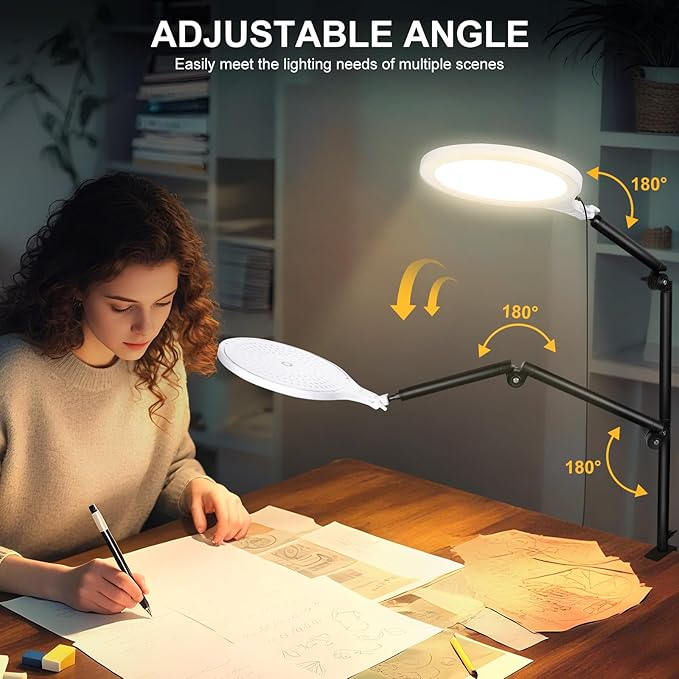Ring Light for Streaming, 10'' Full Screen LED Ring Light for Desk with 360° Adjustable Arm, Video Conference Lighting for Zoom Meetings, Live Streaming, Podcast, Content Creator, TikTok, YouTube