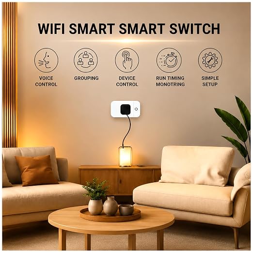 4 Pack Smart Home Wi-Fi Plugs - Alexa & Google Home Compatible, White, Toggle Switch, Automatic Operation