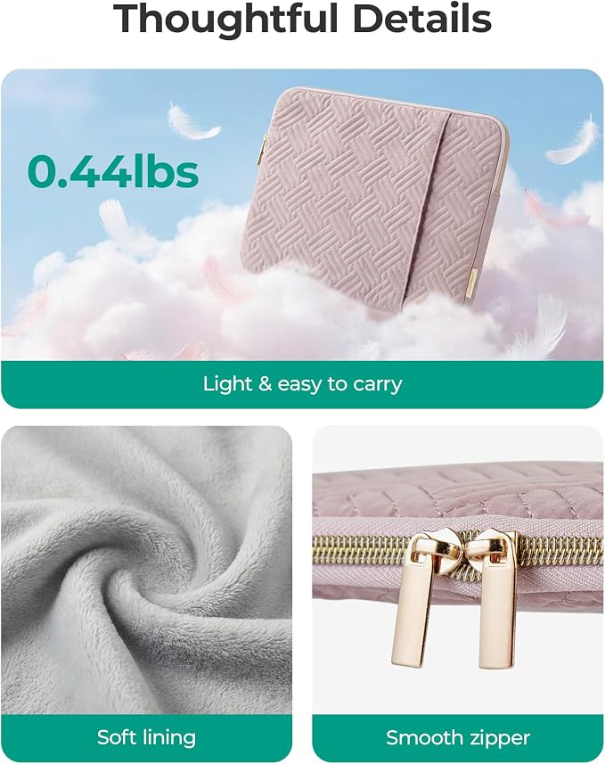 BAGSMART Laptop Sleeve Bag Compatible with MacBook Air/Pro, 13-13.3 inch Notebook, Compatible with MacBook Pro 14 Inch, MacBook Air M2 Sleeve 13 Inch, Repellent Protective Case with Pocket, Beige