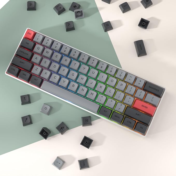 Fogruaden PBT Keycaps 134 Key Dark Grey Keycaps,Custom Keycaps, XDA Profile Cute Keycap for Mechanical Keyboard