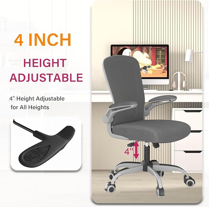 Mimoglad Office Chair, Ergonomic Desk Chair with Adjustable Lumbar Support, High Back Mesh Computer Chair with Flip-up Armrests-BIFMA Passed Task Chairs, Executive Chair for Home Office | Supports 300 lbs · Seat 19.48"–23.4" · Breathable mesh · 20–30 m...
