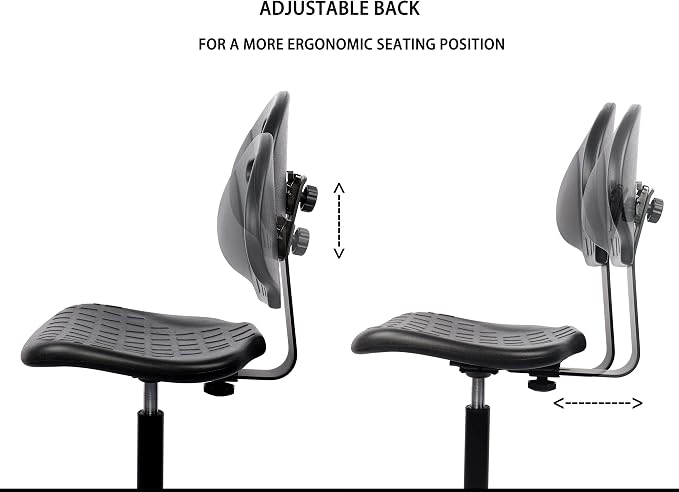 ESD Anti Static Ergonomic Polyurethane Chair Adjustable Height Heavy Duty Easy to Clean for Research, Laboratory and Cleanroom (Glides, Tall Stool)