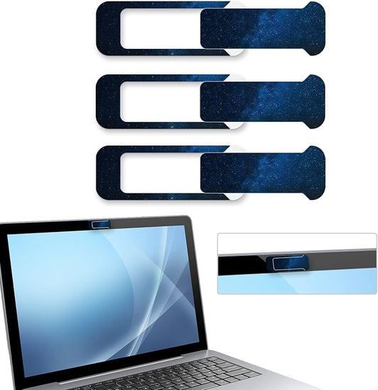 Webcam Cover, 3 Pieces, Laptop Camera Cover, Privacy Shielding Capacity is Twice as Big as The Traditional, Suitable for Computer Mobile Phones, laptops, Tablets and so on (The Starry Sky)