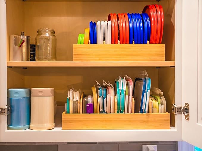 Umilife Food Container Lid Organizer for Kitchen Cabinet Drawer, Organization & Storage in Pantry, Office, Bathroom, Size Medium