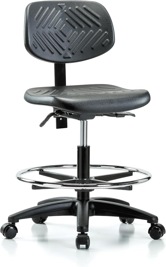 Perch Ergonomic Industrial Chair with Foot Ring | Medium Bench Height 20-28"