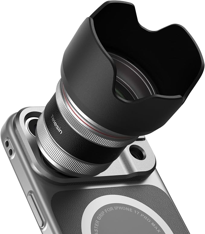 TELESIN 2X Telephoto Master Lens for iPhone 17 Pro Max with Hood, 105mm Authentic Portraits, 200mm Equivalent Optical Telephoto Extender, APP Pro EIS for Wildlife/Sports/Concert Portrait Photography