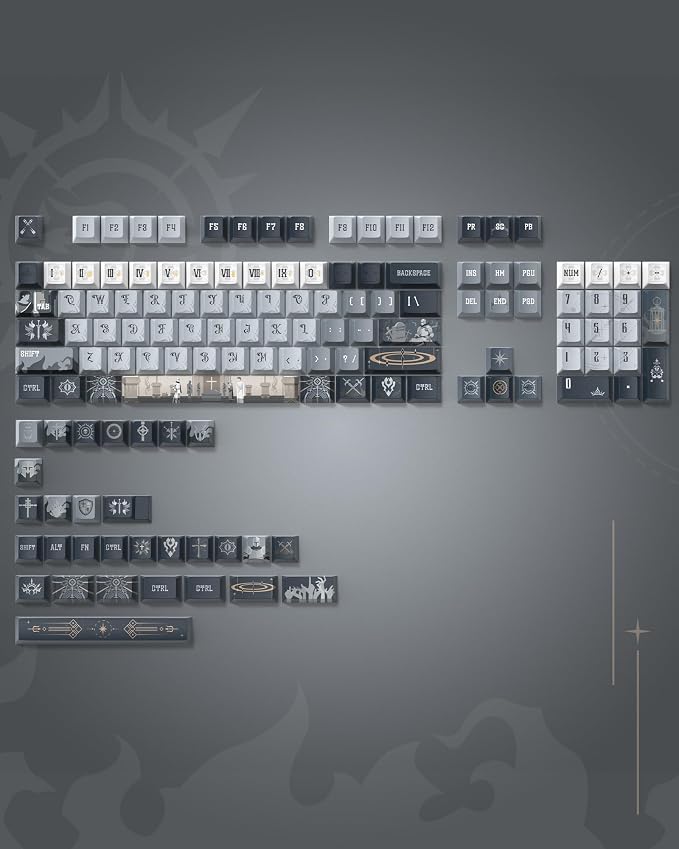 Keymatic Keycaps, PBT Keycap Medieval Roman Style 60 65 75 100 Percent, 134 Keys Set Custom Key caps Set Cherry Profile,for 61/68/84/87/98/100 Cherry Gateron MX Mechanical(Only Keycap Set)