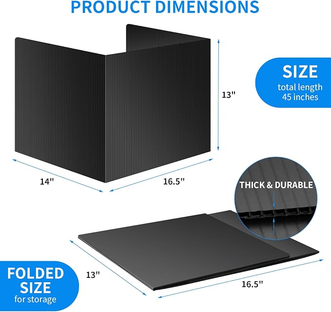24 Pack Black Desk Dividers for Students, Privacy Shields Folder for Students, Durable & Waterproof Plastic Study Board, Classroom Teacher Supplies Test Divider, Includes 10pcs Extra Labels
