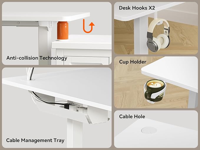 WALKINGDESK 75x61 Inches Reversible L Shaped Standing Desk Height Adjustable with Cup Holder, Electric Corner Computer Workstation for Home Office, Sit Stand up Gaming Desk with Cable Management White