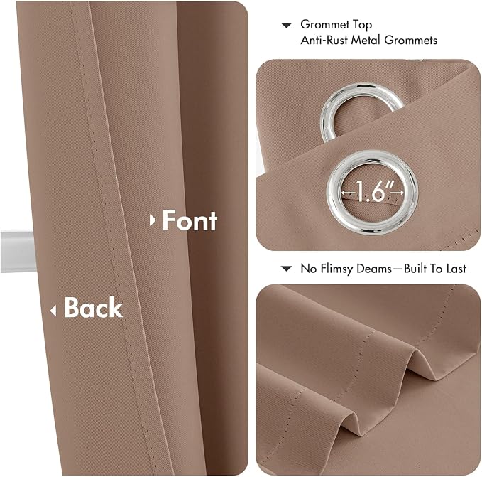 MIULEE Blackout Curtains for Bedroom Living Room 2 Panels, Thermal Insulated Room Darkening Drapes Grommet Noise Reducing Light Blocking Window Treatments 54 Inches Long 40x54 Inch Cappuccino