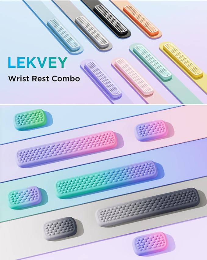Lekvey Ergonomic Keyboard Wrist Rest, Waterproof PU Leather Wrist Pad with Memory Foam Massage Points, Durable Carpal Tunnel Support for Office/Gaming, Typing Pain Relief, Easy-Clean, Yellow