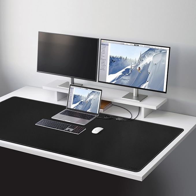 Vyaaa 55" x 24" PU Leather Desk Mat, Large Mouse Pad, Desktop Protector Cover, Writing Pad and Blotter, Desk Mats on top of Desks for Home or Office (Black)