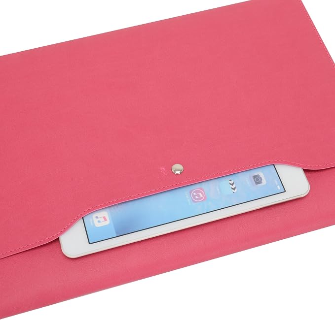 Wonderpool A4 PU Leather Envelope Documents File Portfolio Large Capacity Folders Travel Bag for Paper Letter Stationery Organizer and Tablet Case PC Sleeve (Plum red)