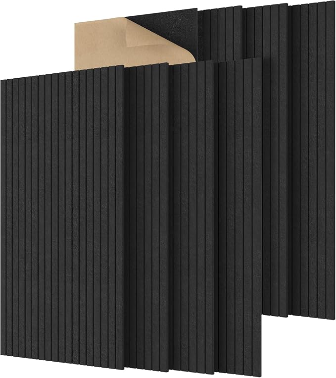 TONOR 8 Pack Large Acoustic Panels,47.2" X 23.6" X 0.35" Acoustical Wall Panel, Self-Adhesive Sound Proof Panels, Decorative Soundproof Wall Panels for Echo Absorption for Home Studio Office, Black