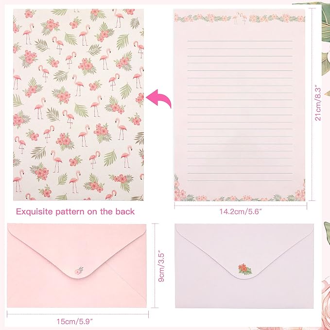 KSIWRE Stationary Paper and Envelopes Set, 36 PCS Lined Stationary Writing Paper with 18 PCS Matching Envelopes, Fresh Floral Style Letter Writing Paper for Invitations Gifts Holiday Wishes