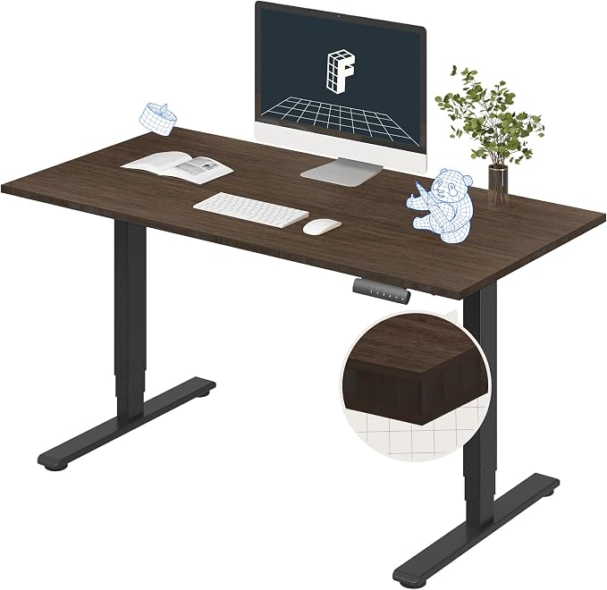 FLEXISPOT E6 Bamboo 3-Stage Dual Motor Electric Standing Desk 55 x 28 Sit Stand Up Desk, Holds 220 lbs, Adjustable Height w/Memory Presets, Solid Walnut Bamboo Desktop & Black Frame, Ships in 2 Boxes