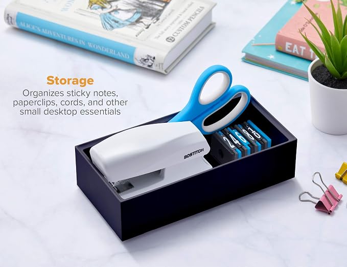 Bostitch Office Konnect Desk Organizer Accessory Tray, Wide, Stacks for Desktop Storage, Black