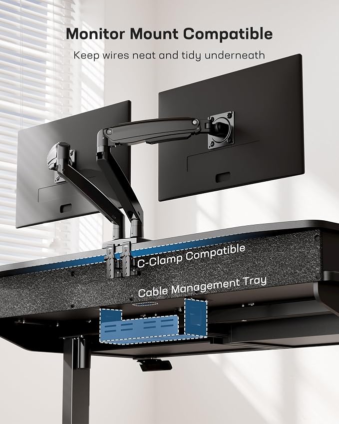 HUANUO 55 x 30 inch Electric Standing Desk with 2 Wood Drawers, Adjustable Height Sit Stand Desk for Home Office, Ergonomic Stand up Desk with 4 Memory Presets, 176 lbs Capacity, Black Top