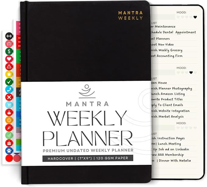 2026 Planner, Daily Journal & Gratitude Journal All-In-One with To Do List, Self Care Prompts & Habit Tracker - 7 x 10 - Black