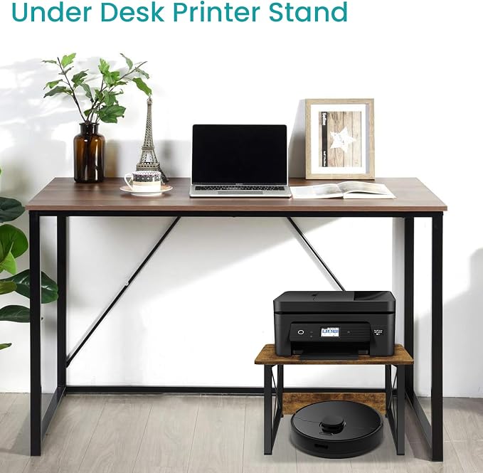 ELITEROO Desktop Printer Stand, Printer Stand Shelf Desk Organzier | Multi-Purpose Printer Riser Under Desk Small Table for Printer Fax Machine Copier, Home, Office, Rustic Brown