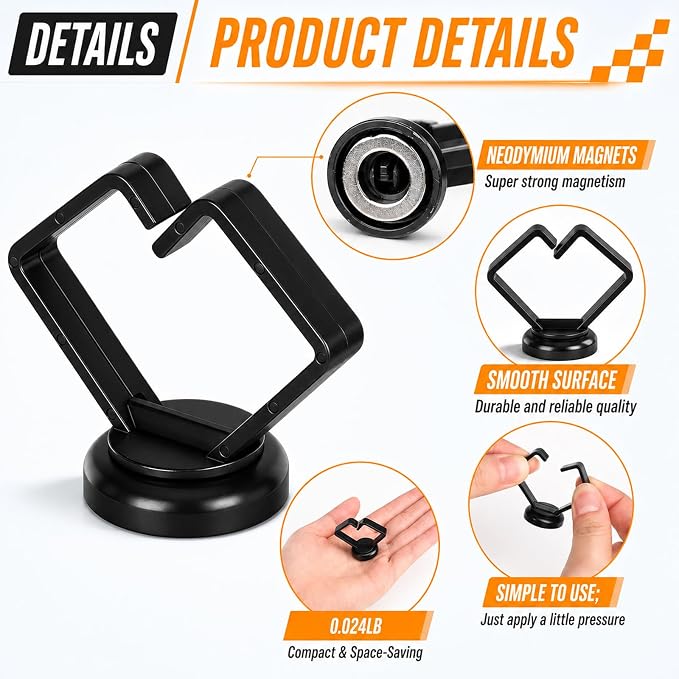Konohan 10 Pack Magnetic Cable Holder 23lbs Heavy Duty Zip Tie Mount Base 3/4" Magnetic Cable Organizer Clip Scratch-free Wire Management for Home Office Desk Server Rack Marine Electrical