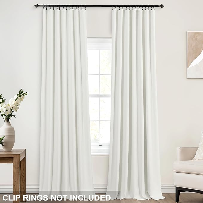 KOUFALL 120 Inch Curtains Linen Blackout 10FT Extra Long Pleated Drapes for Living Room Cream Ivory