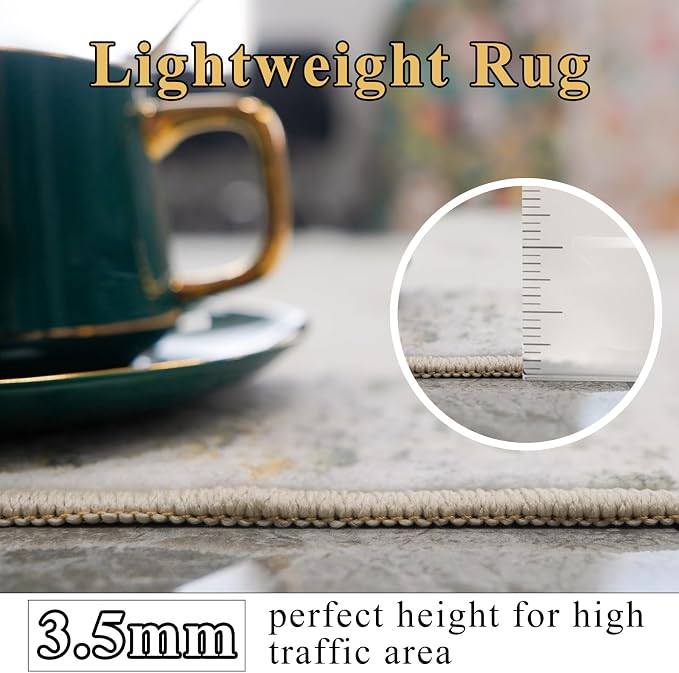 9x12 Area Rug for Living Room- Modern Abstract Machine Washable Rug Large Area Rug Indoor Stain Resistant Carpet for Bedroom Non-Slip Low Pile Soft Room Decor 9X12 Sage Green