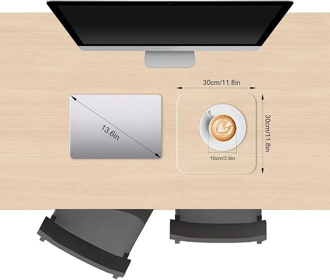 Clear Desk Mat, Non-Slip PVC Desk Protector Mat (11.8''*11.8'') | Desk Mat with Round Edge, Heat Resistant & Waterproof Clear Desk Writing Mat for Home and Office