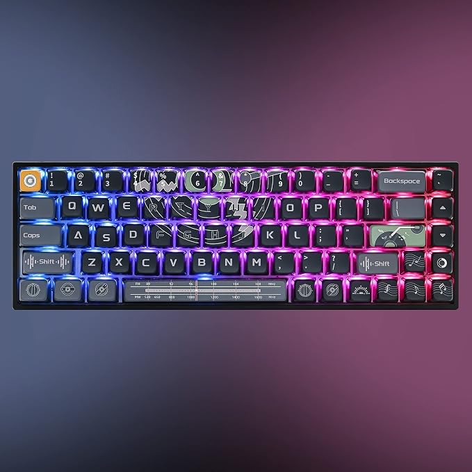 Fogruaden Pudding Keycaps 60 Percent, 118 Dye-Sublimation Keycaps Set, ASA Profile Custom Keycap Mechanical Keyboard(Grey Sound)