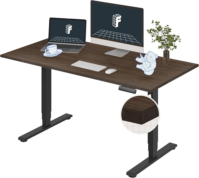 FLEXISPOT E6 Bamboo 3-Stage Dual Motor Electric Standing Desk 60 x 30 Sit Stand Up Desk, Holds 220 lbs, Adjustable Height w/Memory Presets, Solid Walnut Bamboo Desktop & Black Frame, Ships in 2 Boxes