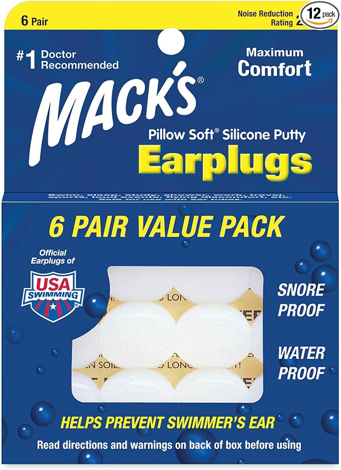 Mack's Pillow Soft Earplugs White 6 Pairs (Pack of 5)