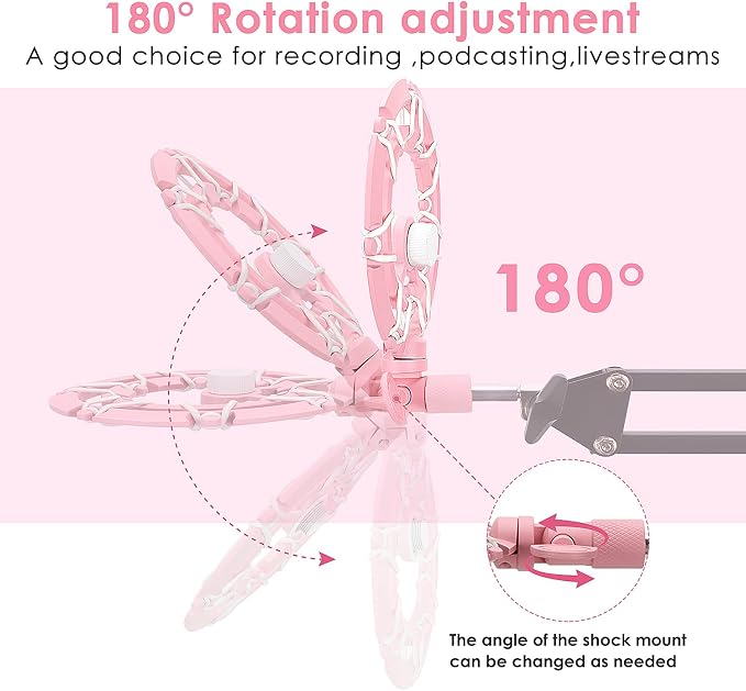 Pink Seiren X Shock Mount and Pop Filter - Pink Microphone Shock Mount for Razer Seiren X, Seiren V2 X Microphone, Shock Mount Mic Holder Compatible for Razer Seiren X Boom Arm Stand by YOUSHARES