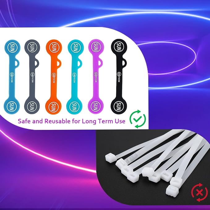 SUNFICON 18 Pack Magnetic Cable Clips Cable Organizers Earbuds Cords Winder Bookmark Clips Whiteboard Noticeboard Fridge Magnets USB Cable Manager Keeper Wrap Ties Straps