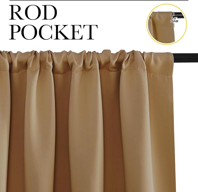 NICETOWN Blackout Curtains for RV Windows, Gold Brown, 29" by 20", 2 Panels, Room Darkening Window Curtain Panels, Easy-Care Solid Thermal Insulated Draperies/Drapes for Daughter Room