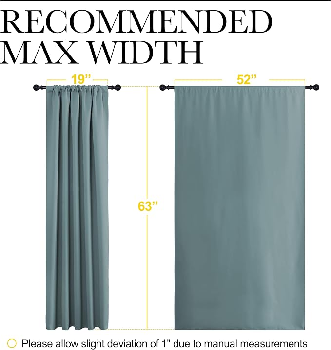 NICETOWN Greyish Blue Blackout Curtains Panels for Window, Thermal Insulated Rod Pocket Blackout Drapes/Draperies for Living Room (2 Panels, W52 x L63 inches)