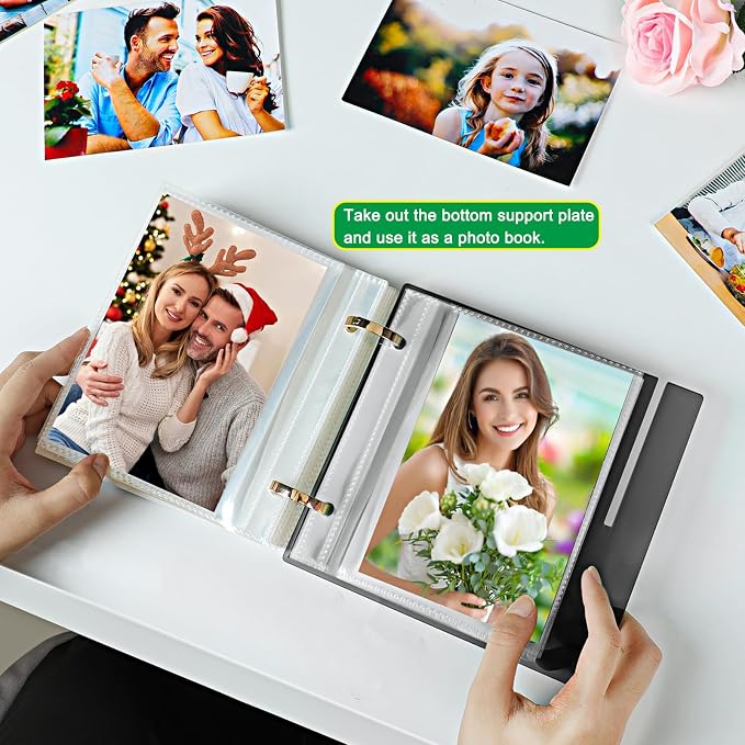 4x6 Desk Photo Album Standing Photo Collection Book for Desktop Acrylic 4x6 Flip Photo Album on Stand