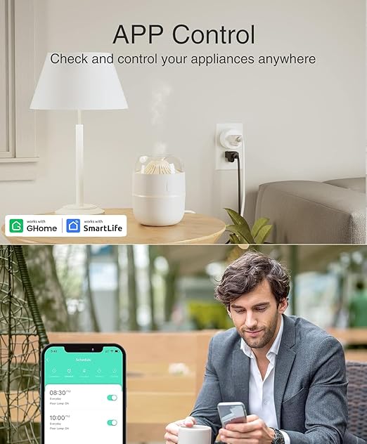 [Upgraded Version] GHome Smart Mini Plug Compatible with Alexa & Google Home, WiFi Outlet Socket Remote Control, Timer Function, Only Supports 2.4GHz Network, No Hub Required, ETL FCC Listed (2 Pack)