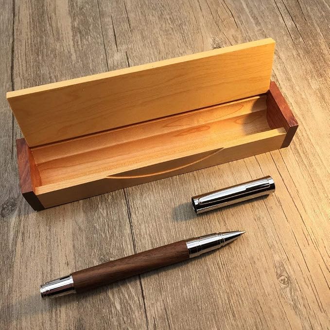 LACHIEVA LUX Elegant Walnut Rollerball Pen Set - Premium Wooden Pen with German Schneider Refill, Luxury Writing Instrument for Men & Women, Executive Gift for Office & Business (Walnut)